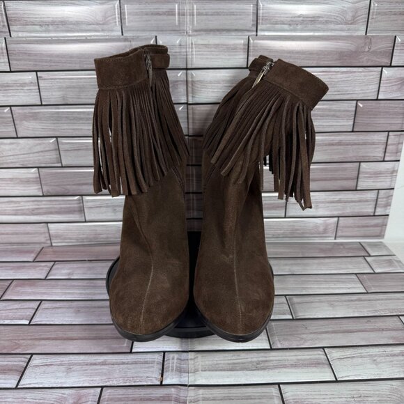 Colin Stuart Women's Brown Suede Fringe Ankle Heeled Boots Shoe Size 11 - Picture 2 of 5